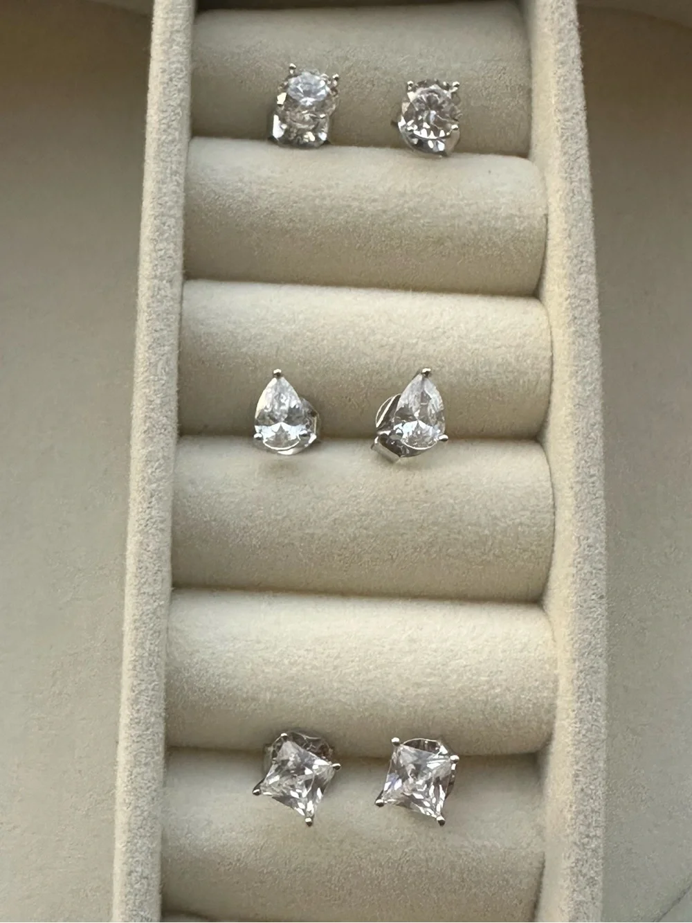 Pink Rhinestone Heart Jewelry Box Travel Case w/ 3 CZ Stud Earrings NIB NWT